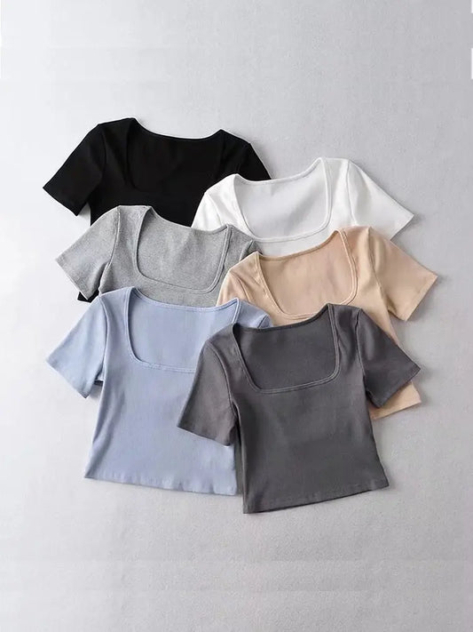 T-shirt med fyrkantig hals för kvinnor - Nova