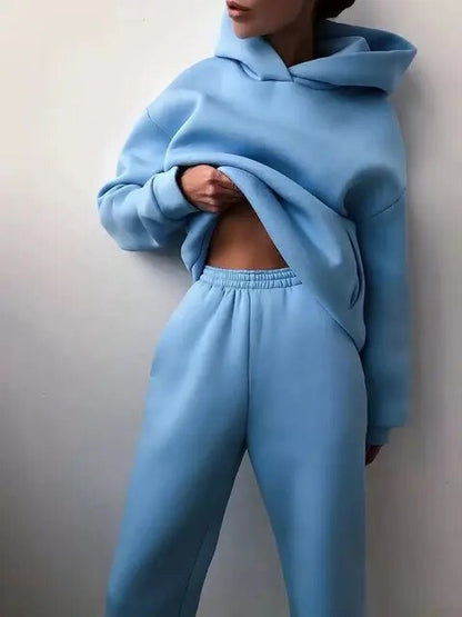 Tvådelade set överdimensionerad träningsoverall hoodie - Milla
