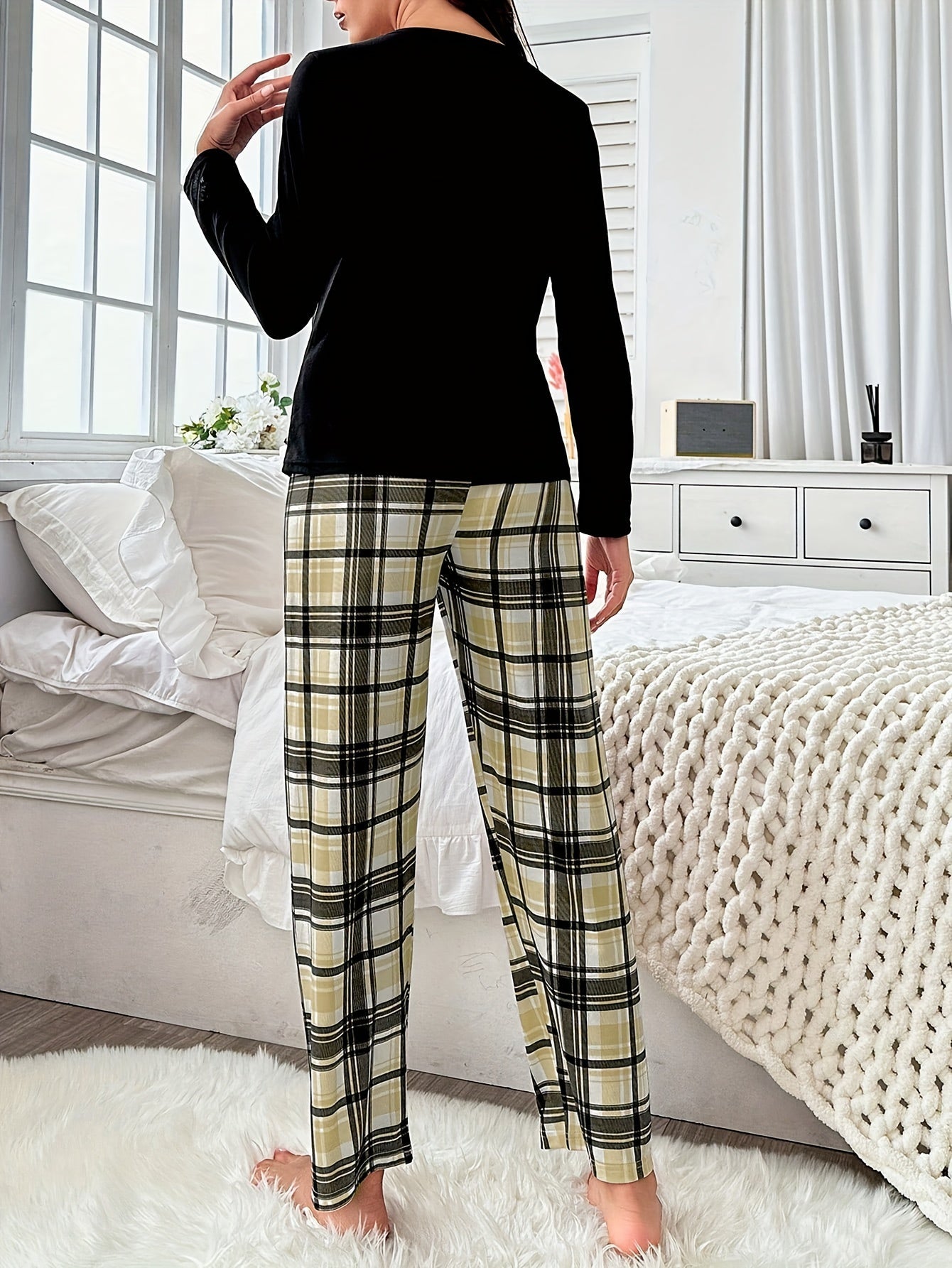 Långärmad skjorta och rutig pyjamasset -  Sunniva