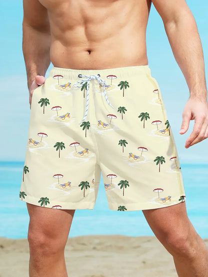 Strandshorts med palmmönster - Kenta