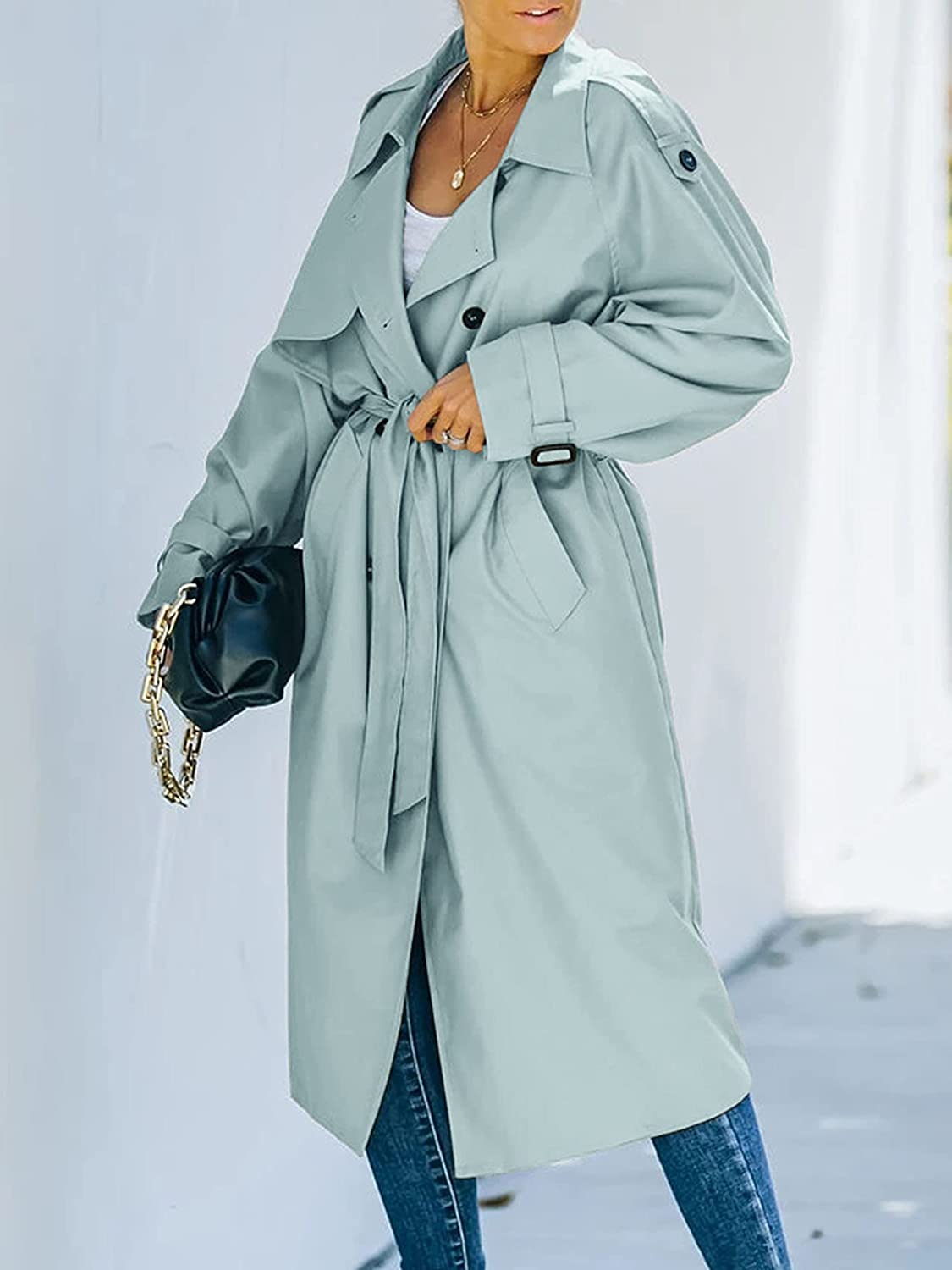 Elegant lång trenchcoat med skärp - Johanna