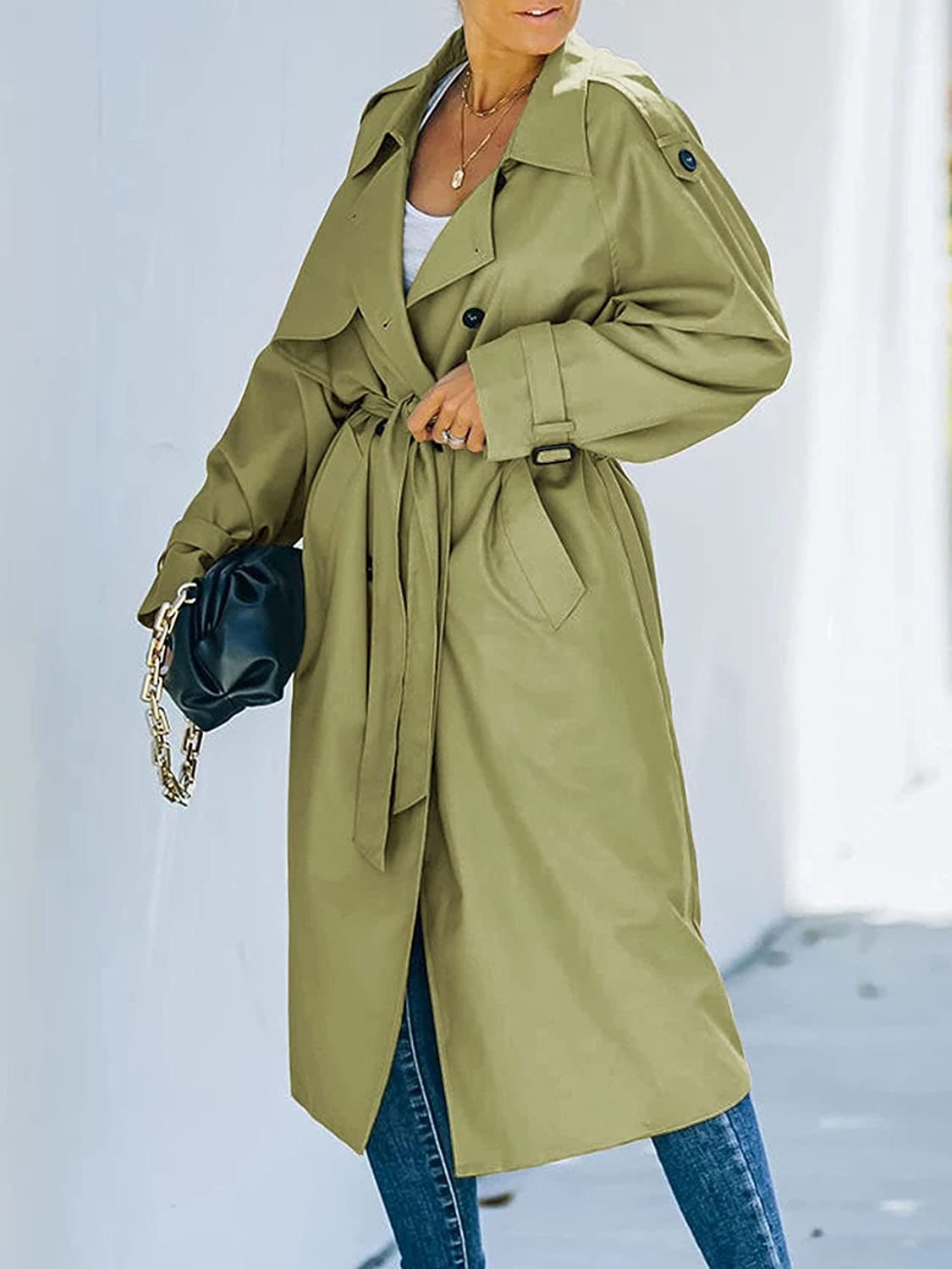 Elegant lång trenchcoat med skärp - Johanna