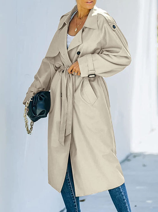 Elegant lång trenchcoat med skärp - Johanna