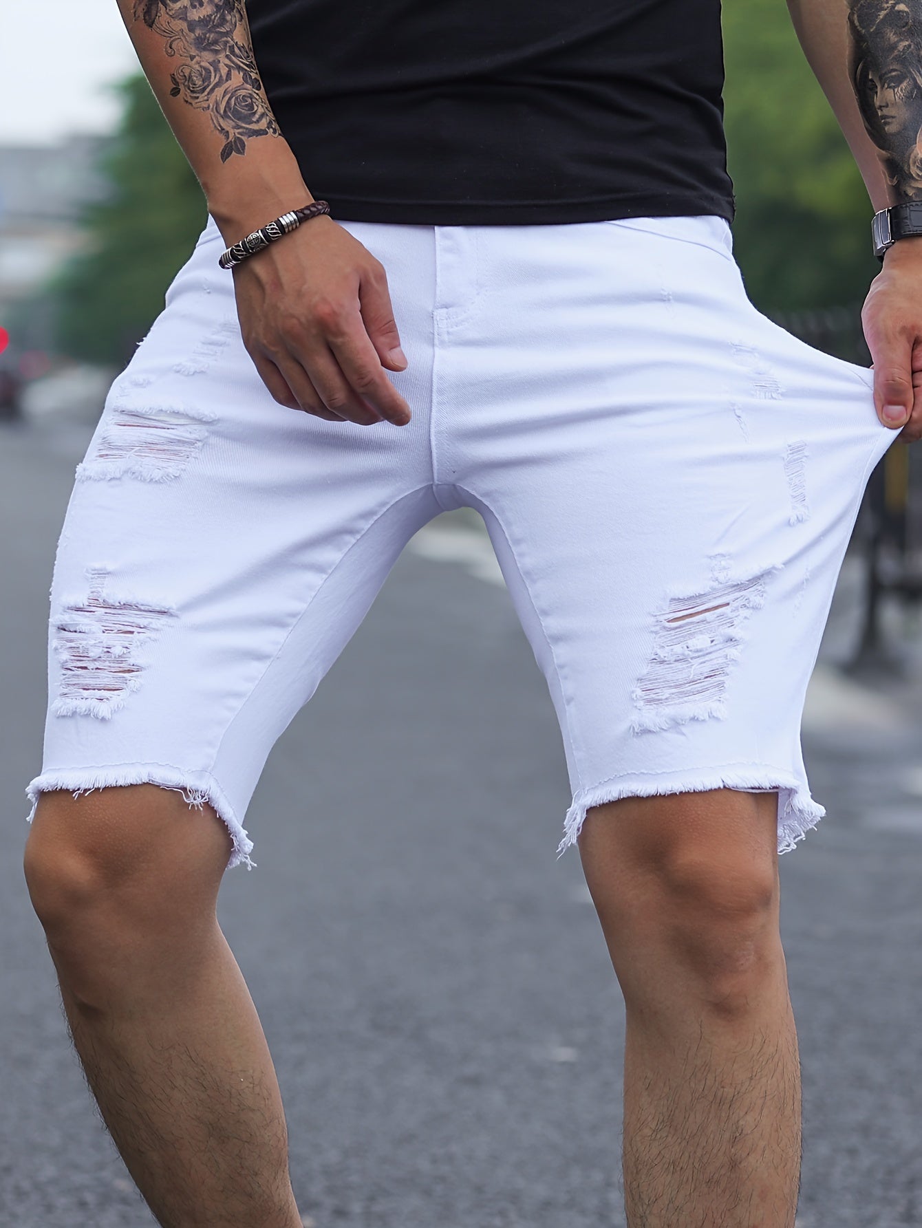 Kungsblå slitna shorts - Rikard