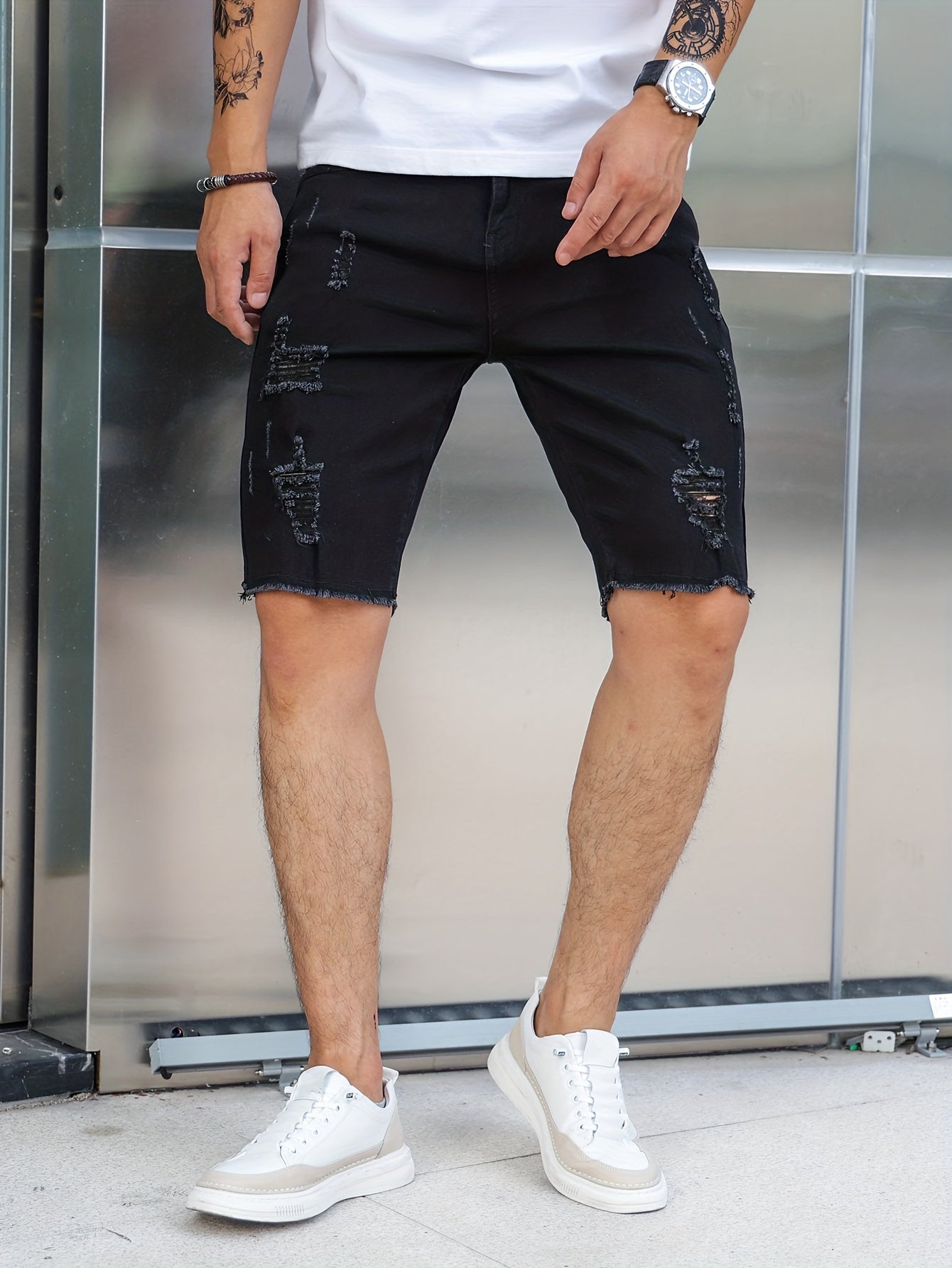 Kungsblå slitna shorts - Rikard
