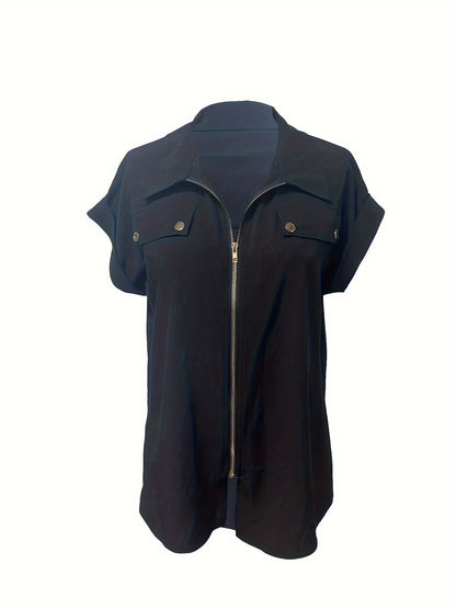Svart blus med dragkedja - Emelie