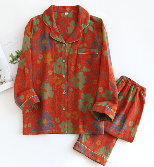 Pyjamasset i bomull med blommönster - Ellie
