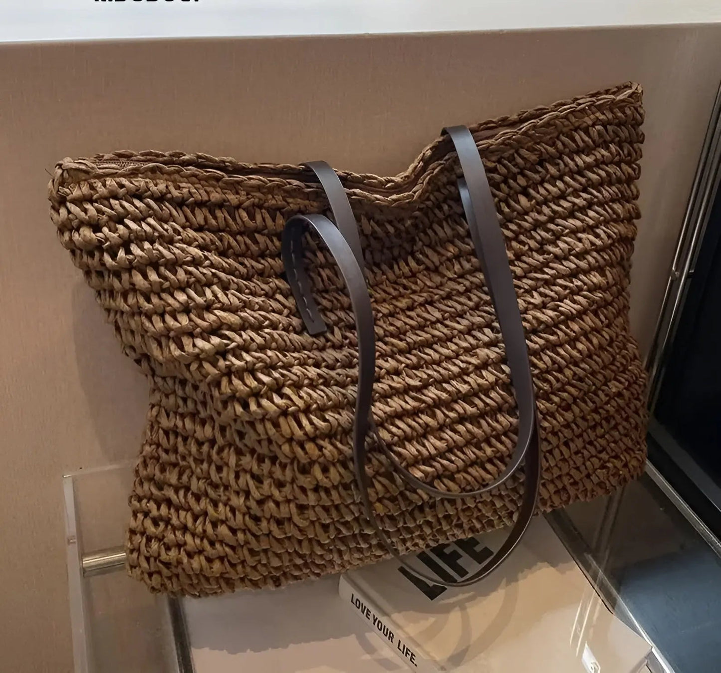 Snygg vävd shopper med långa handtag - Hedda