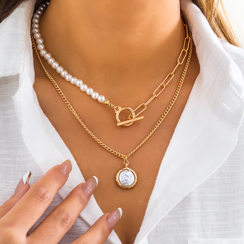 Vintage-inspirerad flerlagrig pärlhalsband - Emmy