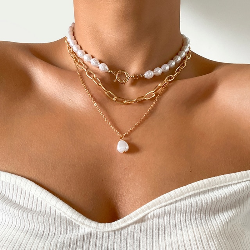 Vintage-inspirerad flerlagrig pärlhalsband - Emmy