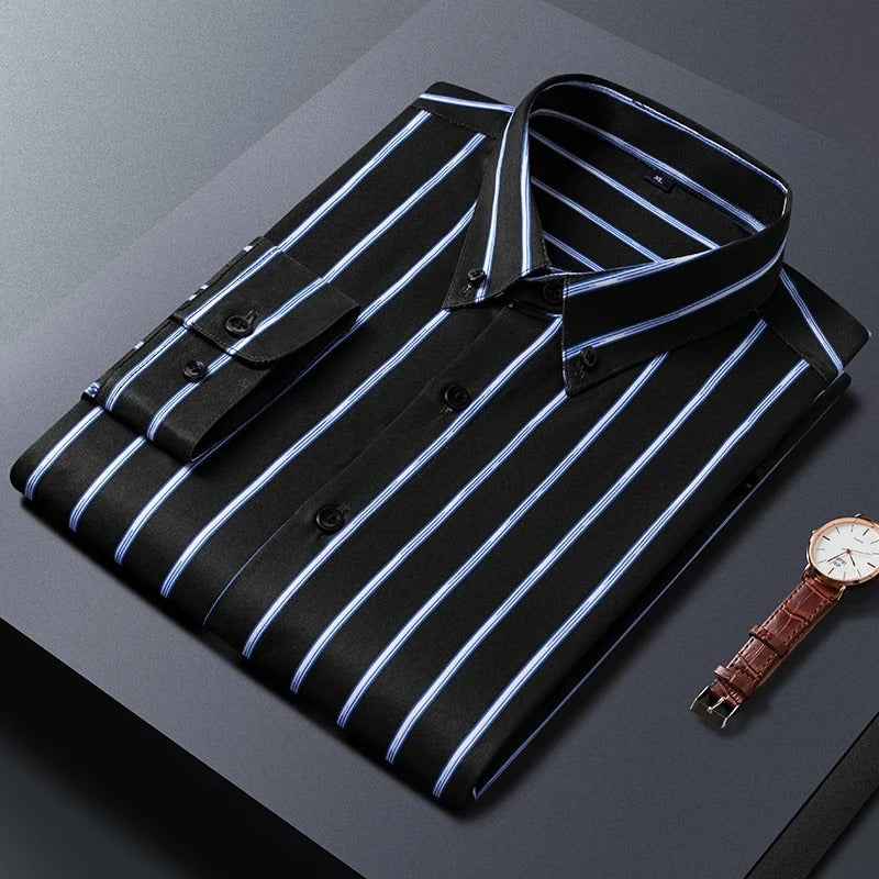 Långärmad Slim Fit Business Shirt med ränder - Fredde