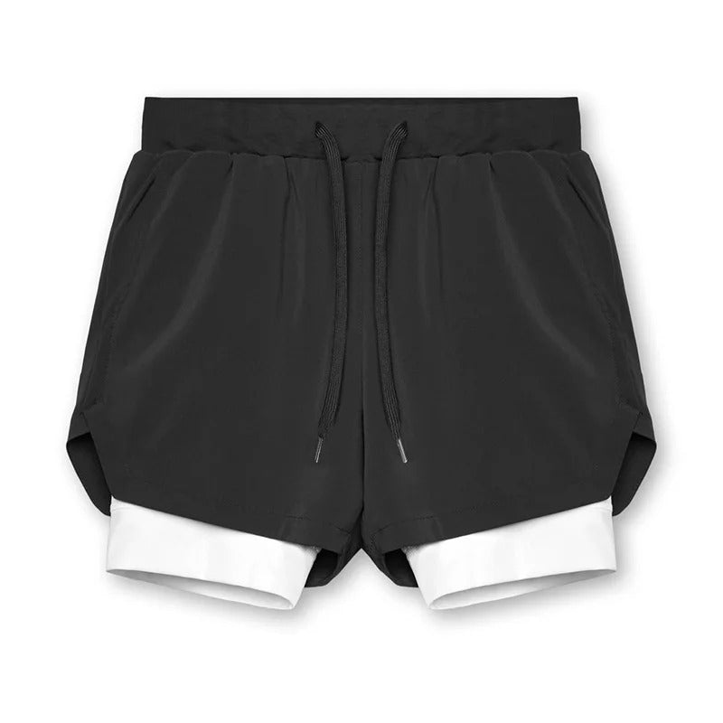 Dubbellagers andningsbara fitnessshorts för män - Kennet