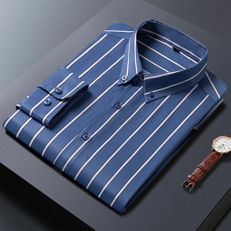 Långärmad Slim Fit Business Shirt med ränder - Fredde