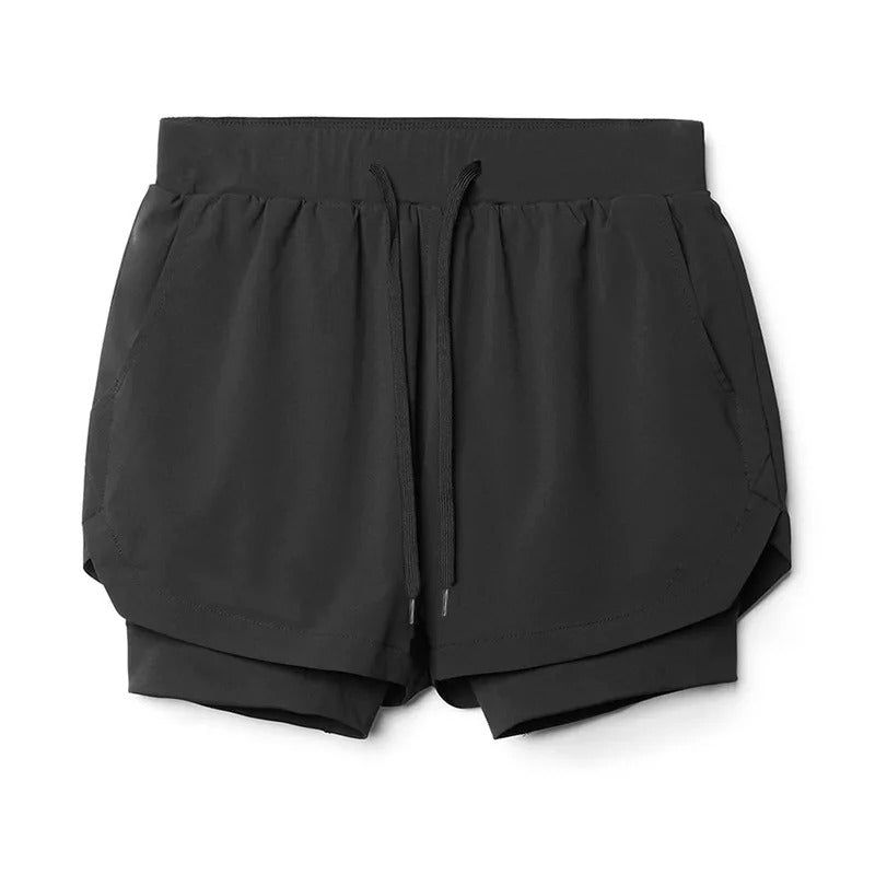 Dubbellagers andningsbara fitnessshorts för män - Kennet
