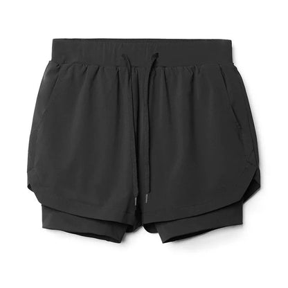 Dubbellagers andningsbara fitnessshorts för män - Kennet