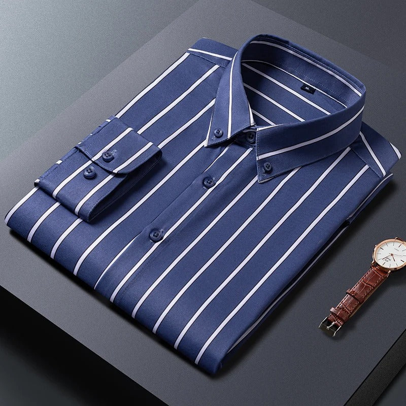 Långärmad Slim Fit Business Shirt med ränder - Fredde