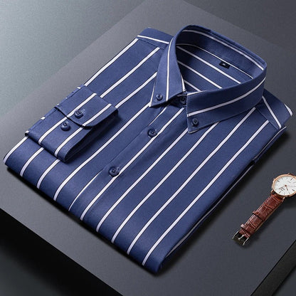 Långärmad Slim Fit Business Shirt med ränder - Fredde