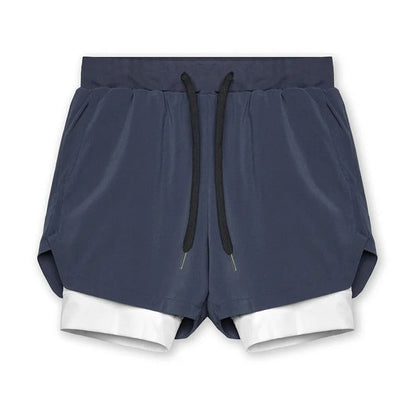 Dubbellagers andningsbara fitnessshorts för män - Kennet