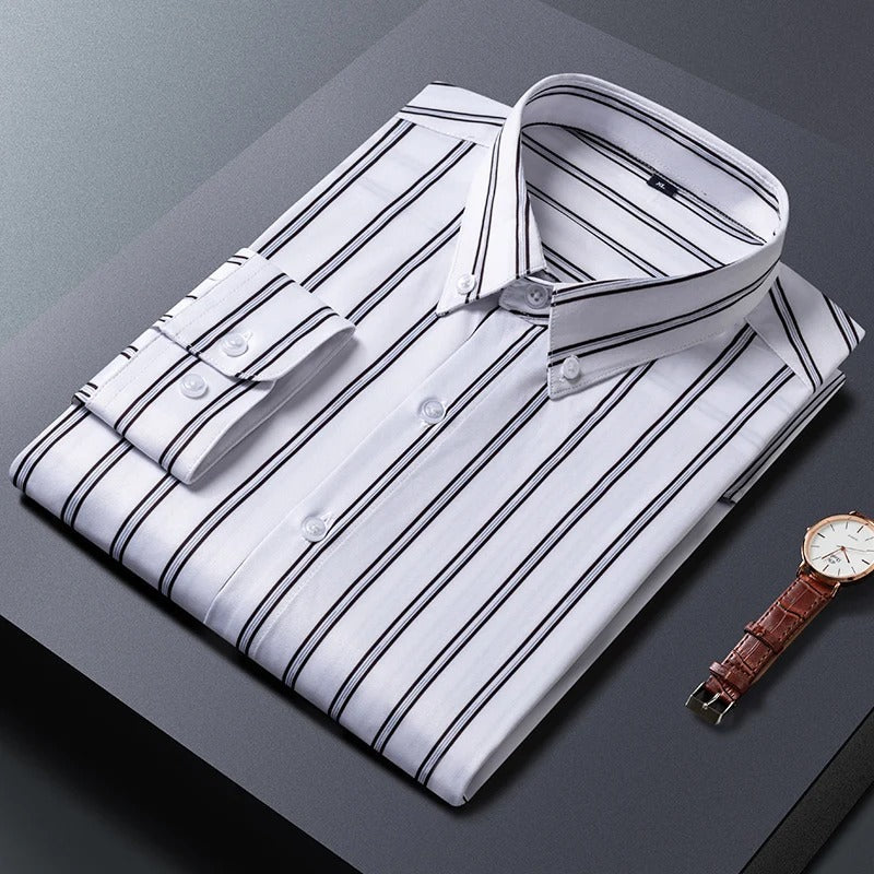 Långärmad Slim Fit Business Shirt med ränder - Fredde