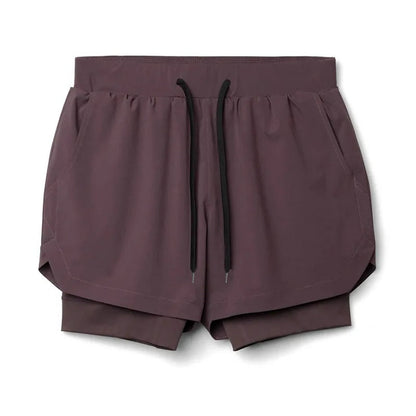 Dubbellagers andningsbara fitnessshorts för män - Kennet