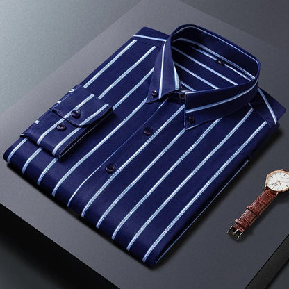 Långärmad Slim Fit Business Shirt med ränder - Fredde