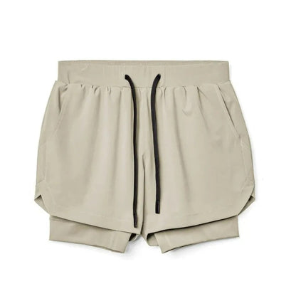 Dubbellagers andningsbara fitnessshorts för män - Kennet