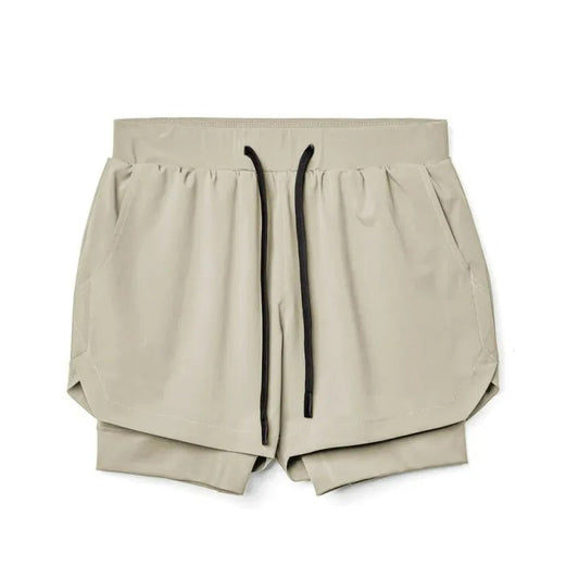 Dubbellagers andningsbara fitnessshorts för män - Kennet