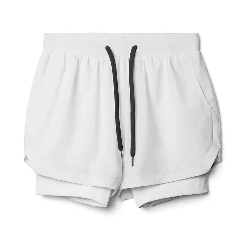 Dubbellagers andningsbara fitnessshorts för män - Kennet